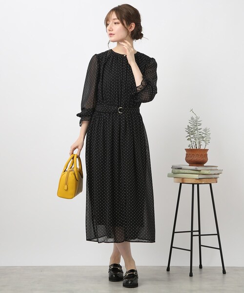 クラシカルなドット柄 王道フェミニンワンピ ドットプリント タックデザインワンピース ワンピース Couture Brooch クチュールブローチ のファッション通販 Zozotown