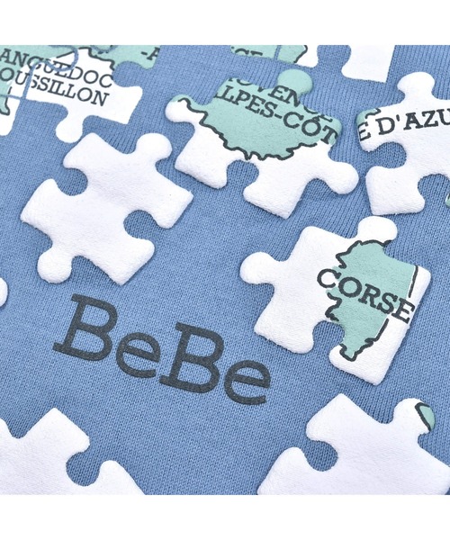 BeBe（ベベ）の「BeBe/フランス マップ ジグソーパズル プリント Tシャツ (80~140cm)（Tシャツ/カットソー・キッズ・ブルー/オフホワイト・90/100/130/110/140/120/80）」の6枚目の写真
