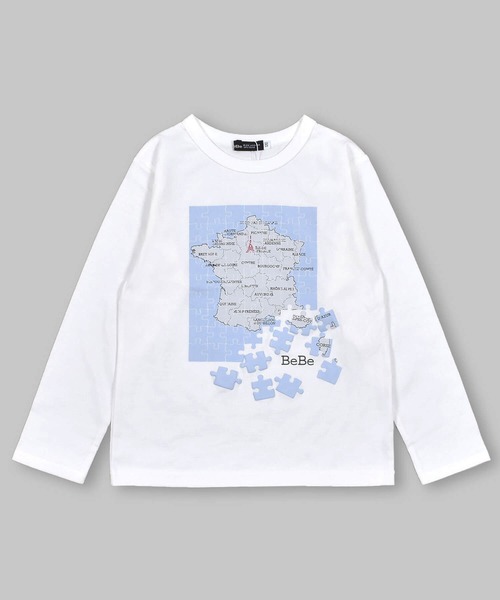BeBe（ベベ）の「BeBe/フランス マップ ジグソーパズル プリント Tシャツ (80~140cm)（Tシャツ/カットソー・キッズ・ブルー/オフホワイト・90/100/130/110/140/120/80）」の9枚目の写真
