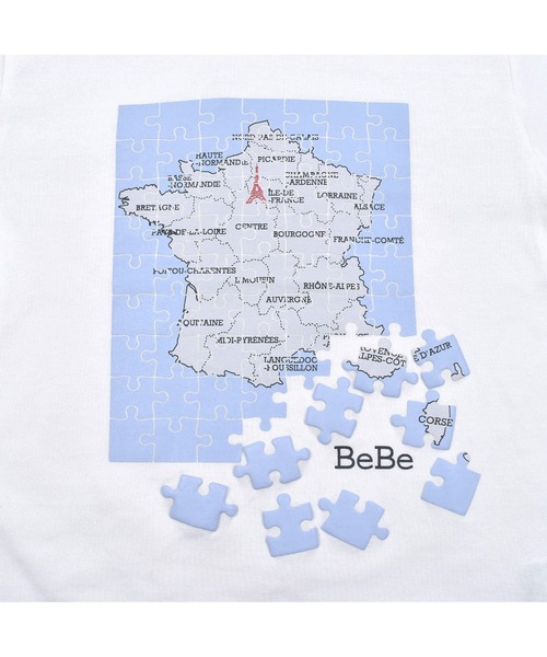 BeBe（ベベ）の「BeBe/フランス マップ ジグソーパズル プリント Tシャツ (80~140cm)（Tシャツ/カットソー・キッズ・ブルー/オフホワイト・90/100/130/110/140/120/80）」の12枚目の写真