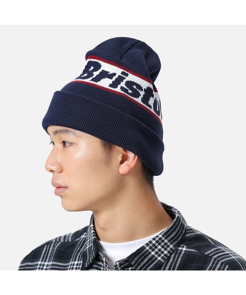 F.C.Real Bristol（エフシーレアルブリストル）の「CLASSIC LOGO LINE BEANIE（ニットキャップ/ビーニー・メンズ・ブラック/ネイビー・FREE）」の4枚目の写真