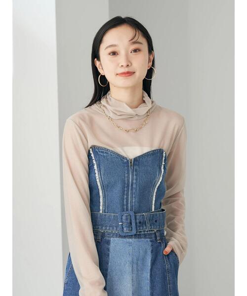 earth music&ecology(アースミュージックアンドエコロジー)の「ウエストベルト付きデニムビスチェ(チューブトップ・レディース・インディゴブルー・FREE)」の15枚目の写真