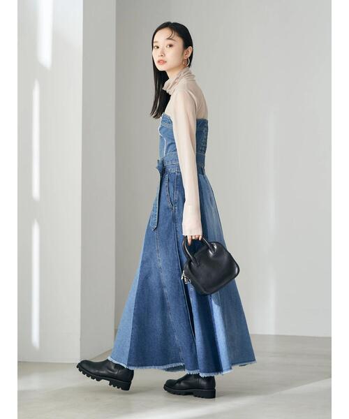 earth music&ecology(アースミュージックアンドエコロジー)の「ウエストベルト付きデニムビスチェ(チューブトップ・レディース・インディゴブルー・FREE)」の20枚目の写真