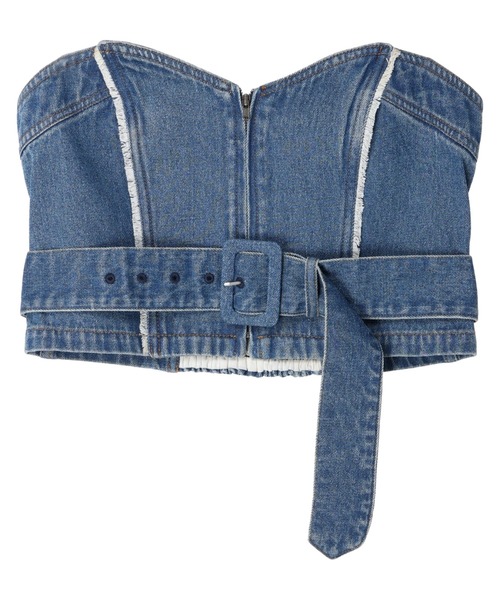 earth music&ecology(アースミュージックアンドエコロジー)の「ウエストベルト付きデニムビスチェ(チューブトップ・レディース・インディゴブルー・FREE)」の2枚目の写真