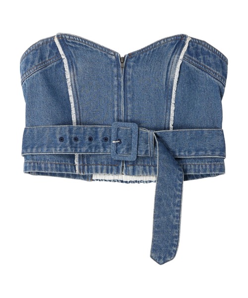 earth music&ecology(アースミュージックアンドエコロジー)の「ウエストベルト付きデニムビスチェ(チューブトップ・レディース・インディゴブルー・FREE)」の3枚目の写真