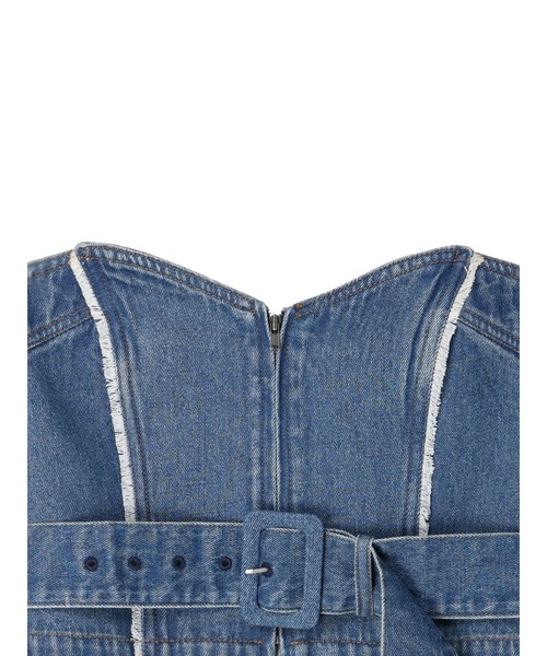 earth music&ecology(アースミュージックアンドエコロジー)の「ウエストベルト付きデニムビスチェ(チューブトップ・レディース・インディゴブルー・FREE)」の5枚目の写真