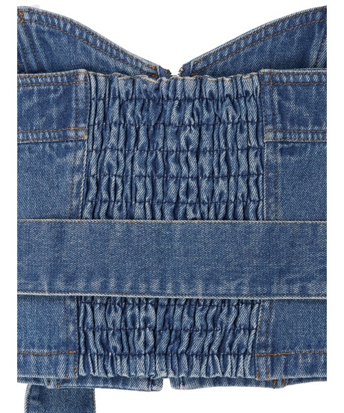 earth music&ecology(アースミュージックアンドエコロジー)の「ウエストベルト付きデニムビスチェ(チューブトップ・レディース・インディゴブルー・FREE)」の11枚目の写真