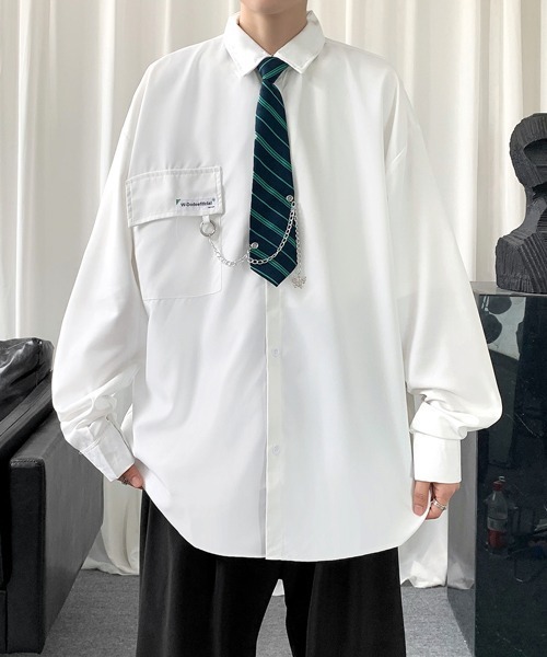 FVLMEN(フルメン)の「【FVLMEN】border tie charm longsleeve shirt/ボーダータイ チャーム付 ロングスリーブ シャツ(シャツ/ブラウス・メンズ・ホワイト/ブラック/ブルー・MEDIUM/LARGE/X-LARGE)」の8枚目の写真