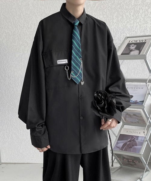 FVLMEN(フルメン)の「【FVLMEN】border tie charm longsleeve shirt/ボーダータイ チャーム付 ロングスリーブ シャツ(シャツ/ブラウス・メンズ・ホワイト/ブラック/ブルー・MEDIUM/LARGE/X-LARGE)」の18枚目の写真