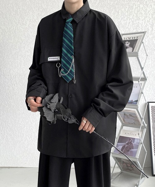 FVLMEN(フルメン)の「【FVLMEN】border tie charm longsleeve shirt/ボーダータイ チャーム付 ロングスリーブ シャツ(シャツ/ブラウス・メンズ・ホワイト/ブラック/ブルー・MEDIUM/LARGE/X-LARGE)」の13枚目の写真