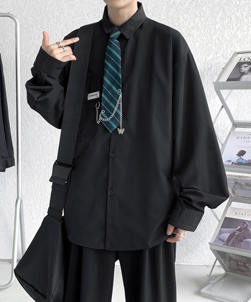 FVLMEN(フルメン)の「【FVLMEN】border tie charm longsleeve shirt/ボーダータイ チャーム付 ロングスリーブ シャツ(シャツ/ブラウス・メンズ・ホワイト/ブラック/ブルー・MEDIUM/LARGE/X-LARGE)」の14枚目の写真