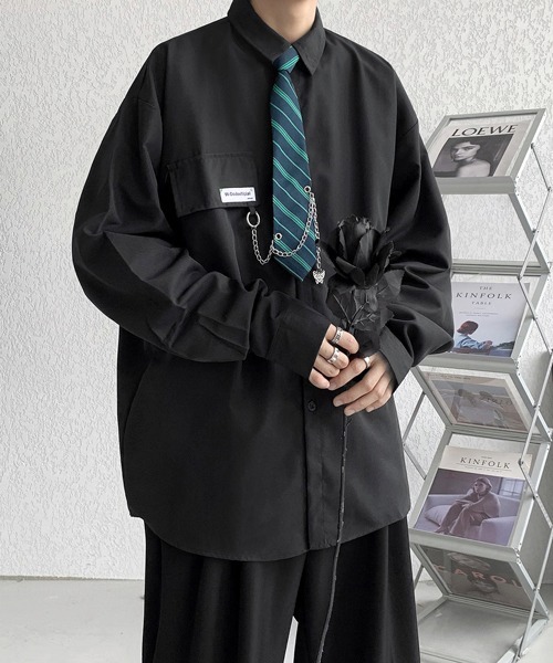 FVLMEN(フルメン)の「【FVLMEN】border tie charm longsleeve shirt/ボーダータイ チャーム付 ロングスリーブ シャツ(シャツ/ブラウス・メンズ・ホワイト/ブラック/ブルー・MEDIUM/LARGE/X-LARGE)」の15枚目の写真
