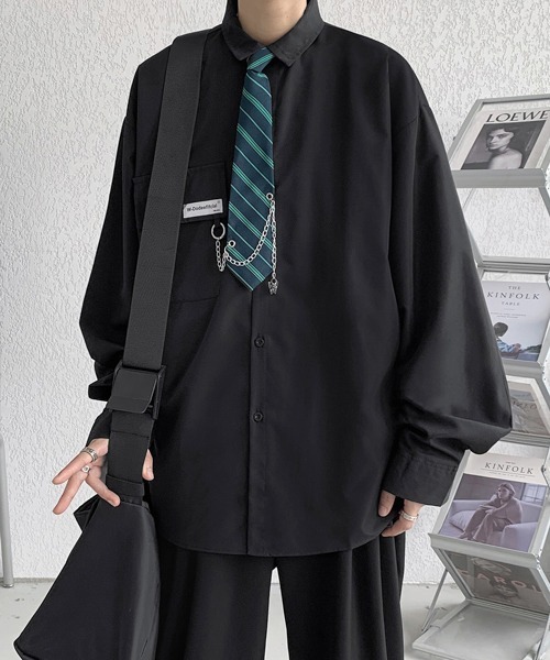 FVLMEN(フルメン)の「【FVLMEN】border tie charm longsleeve shirt/ボーダータイ チャーム付 ロングスリーブ シャツ(シャツ/ブラウス・メンズ・ホワイト/ブラック/ブルー・MEDIUM/LARGE/X-LARGE)」の16枚目の写真