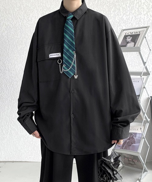 FVLMEN(フルメン)の「【FVLMEN】border tie charm longsleeve shirt/ボーダータイ チャーム付 ロングスリーブ シャツ(シャツ/ブラウス・メンズ・ホワイト/ブラック/ブルー・MEDIUM/LARGE/X-LARGE)」の19枚目の写真