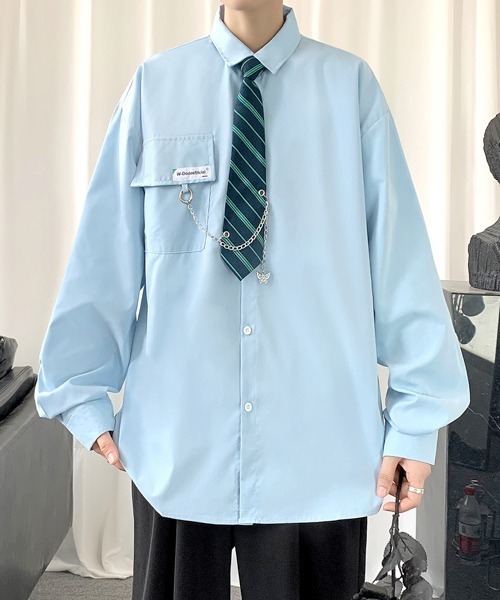 FVLMEN(フルメン)の「【FVLMEN】border tie charm longsleeve shirt/ボーダータイ チャーム付 ロングスリーブ シャツ(シャツ/ブラウス・メンズ・ホワイト/ブラック/ブルー・MEDIUM/LARGE/X-LARGE)」の20枚目の写真