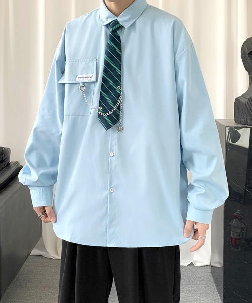 FVLMEN(フルメン)の「【FVLMEN】border tie charm longsleeve shirt/ボーダータイ チャーム付 ロングスリーブ シャツ(シャツ/ブラウス・メンズ・ホワイト/ブラック/ブルー・MEDIUM/LARGE/X-LARGE)」の21枚目の写真