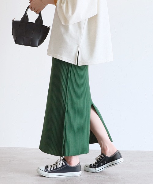 reca(レカ)の「スポンジニットロングナロースカート(スカート・レディース・グリーン/オレンジ/パープル/ブラック・M)」の6枚目の写真