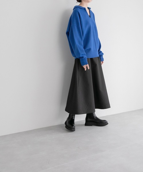 yuw(ユウ)の「スキッパーポロニットプルオーバー 294812(ニット/セーター・レディース・ブラック/ブルー/レッド・FREE)」の7枚目の写真