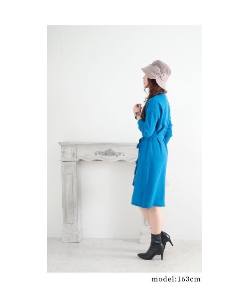 Sawa a la mode(サワアラモード)の「カラーで楽しむウエストリボンニットワンピース(ワンピース・レディース・ブルー/パープル/グリーン/レッド・FREE)」の5枚目の写真