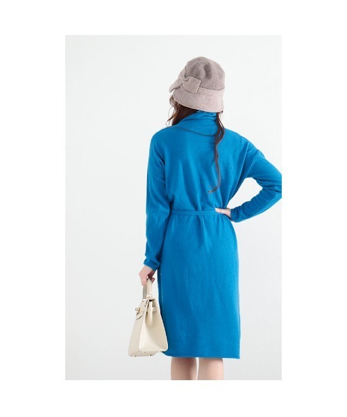 Sawa a la mode(サワアラモード)の「カラーで楽しむウエストリボンニットワンピース(ワンピース・レディース・ブルー/パープル/グリーン/レッド・FREE)」の6枚目の写真