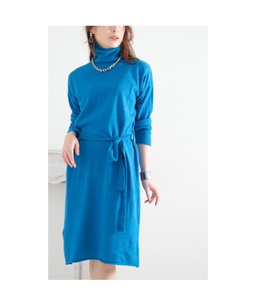 Sawa a la mode(サワアラモード)の「カラーで楽しむウエストリボンニットワンピース(ワンピース・レディース・ブルー/パープル/グリーン/レッド・FREE)」の9枚目の写真