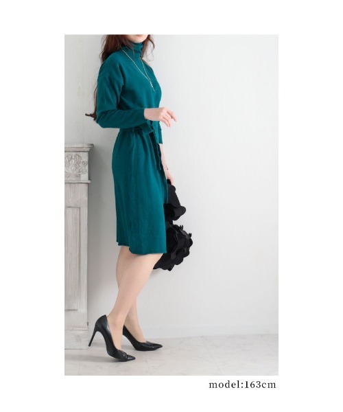 Sawa a la mode(サワアラモード)の「カラーで楽しむウエストリボンニットワンピース(ワンピース・レディース・ブルー/パープル/グリーン/レッド・FREE)」の20枚目の写真
