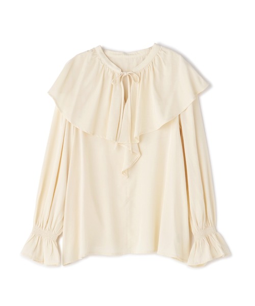 N.(N. Natural Beauty Basic)(エヌエヌナチュラルビューティーベーシック)の「◆ワイドフリルケープブラウス(シャツ/ブラウス・レディース・オフホワイト/ブラック系その他/ブルー・MEDIUM)」の18枚目の写真