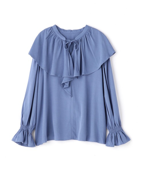 N.(N. Natural Beauty Basic)(エヌエヌナチュラルビューティーベーシック)の「◆ワイドフリルケープブラウス(シャツ/ブラウス・レディース・オフホワイト/ブラック系その他/ブルー・MEDIUM)」の14枚目の写真