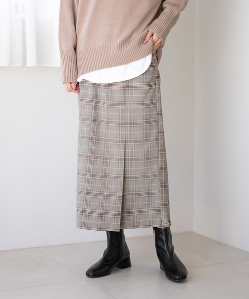 GLOBAL WORK（グローバルワーク）の「チェックアイラインスカート/162454（スカート・レディース・ベージュ系その他/ネイビー系/ブラック・LARGE/MEDIUM）」の3枚目の写真