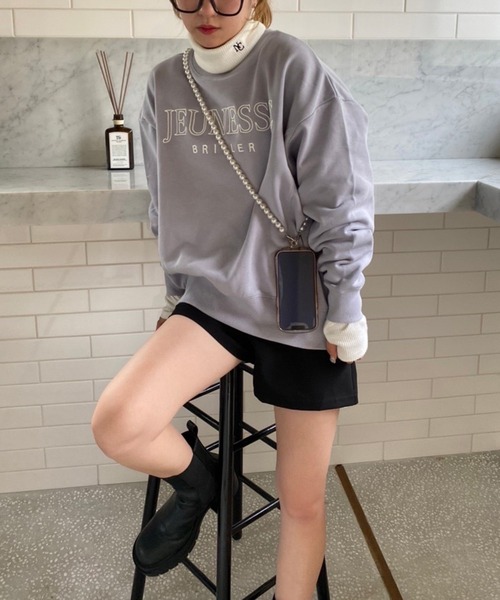 one after another NICE CLAUP（ワンアフターアナザーナイスクラップ）の「ゆるシルエットがポイント。ロゴ刺繍スウェット（スウェット・レディース・アイボリー/オートミール/スミクロ/サックスブルー・FREE）」の15枚目の写真