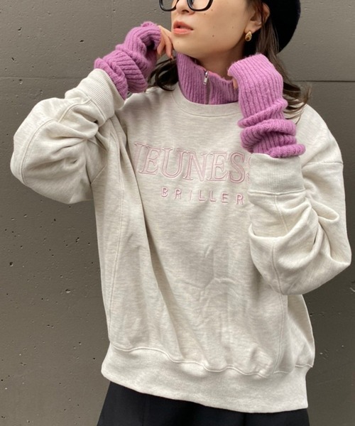 one after another NICE CLAUP（ワンアフターアナザーナイスクラップ）の「ゆるシルエットがポイント。ロゴ刺繍スウェット（スウェット・レディース・アイボリー/オートミール/スミクロ/サックスブルー・FREE）」の17枚目の写真