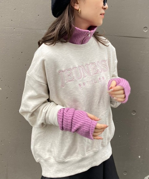 one after another NICE CLAUP（ワンアフターアナザーナイスクラップ）の「ゆるシルエットがポイント。ロゴ刺繍スウェット（スウェット・レディース・アイボリー/オートミール/スミクロ/サックスブルー・FREE）」の6枚目の写真