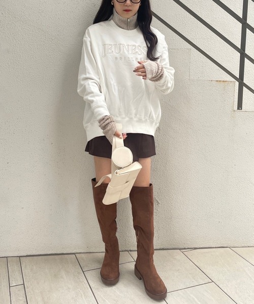 one after another NICE CLAUP（ワンアフターアナザーナイスクラップ）の「ゆるシルエットがポイント。ロゴ刺繍スウェット（スウェット・レディース・アイボリー/オートミール/スミクロ/サックスブルー・FREE）」の12枚目の写真