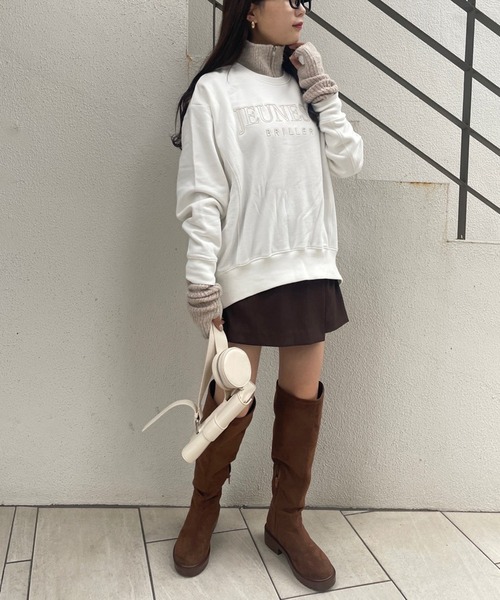 one after another NICE CLAUP（ワンアフターアナザーナイスクラップ）の「ゆるシルエットがポイント。ロゴ刺繍スウェット（スウェット・レディース・アイボリー/オートミール/スミクロ/サックスブルー・FREE）」の13枚目の写真