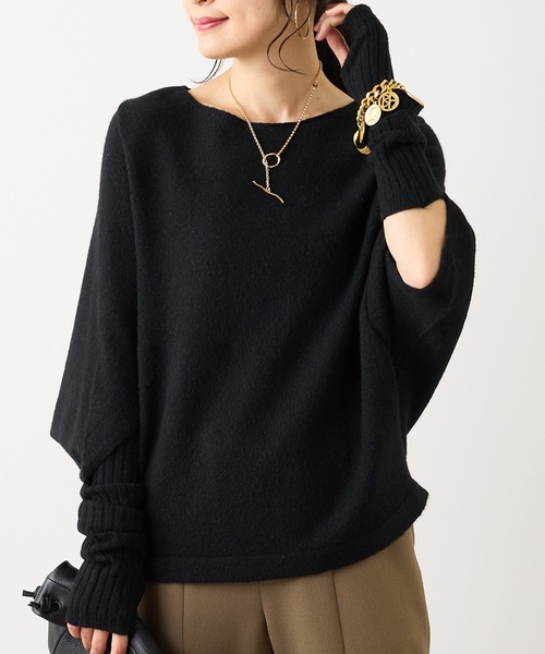 OUVRAGE CLASSE(ウヴラージュクラス)の「アームウォーマー付きポンチョニット(ニット/セーター・レディース・チャコールグレー/ブラック・FREE)」の11枚目の写真