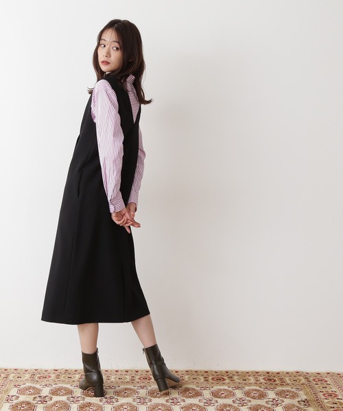 N.（N. Natural Beauty Basic）（エヌエヌナチュラルビューティーベーシック）の「◆ドットボタンジャンパースカート（ジャンパースカート・レディース・ブラック/オフホワイト/ブラウン/ベージュ・MEDIUM）」の7枚目の写真