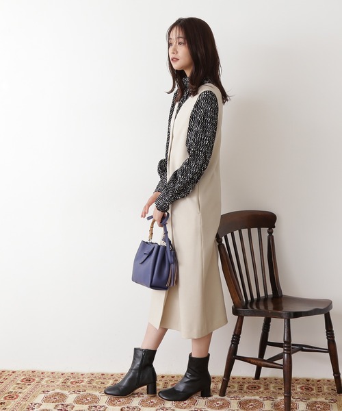 N.（N. Natural Beauty Basic）（エヌエヌナチュラルビューティーベーシック）の「◆ドットボタンジャンパースカート（ジャンパースカート・レディース・ブラック/オフホワイト/ブラウン/ベージュ・MEDIUM）」の5枚目の写真