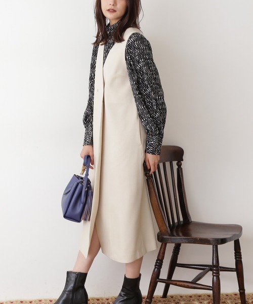 N.（N. Natural Beauty Basic）（エヌエヌナチュラルビューティーベーシック）の「◆ドットボタンジャンパースカート（ジャンパースカート・レディース・ブラック/オフホワイト/ブラウン/ベージュ・MEDIUM）」の9枚目の写真