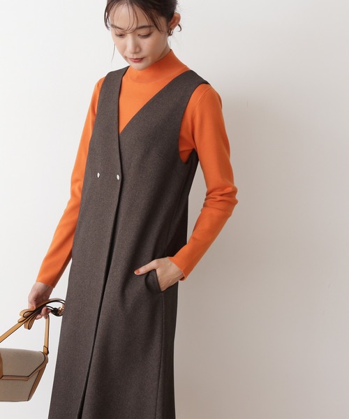 N.（N. Natural Beauty Basic）（エヌエヌナチュラルビューティーベーシック）の「◆ドットボタンジャンパースカート（ジャンパースカート・レディース・ブラック/オフホワイト/ブラウン/ベージュ・MEDIUM）」の6枚目の写真