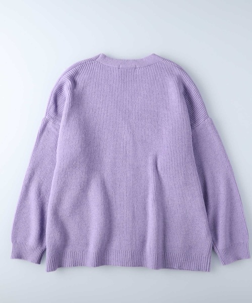 HONEYSUCKLE ROSE（ハニーサックルローズ）の「【HONEYSUCKLE ROSE】畦編みＶカーディガン（カーディガン/ボレロ・レディース・ダークベージュ/グレー/パープル・M/L）」の5枚目の写真