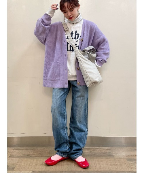 HONEYSUCKLE ROSE（ハニーサックルローズ）の「【HONEYSUCKLE ROSE】畦編みＶカーディガン（カーディガン/ボレロ・レディース・ダークベージュ/グレー/パープル・M/L）」の22枚目の写真