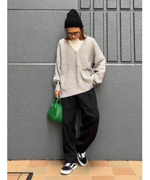 HONEYSUCKLE ROSE（ハニーサックルローズ）の「【HONEYSUCKLE ROSE】畦編みＶカーディガン（カーディガン/ボレロ・レディース・ダークベージュ/グレー/パープル・M/L）」の11枚目の写真