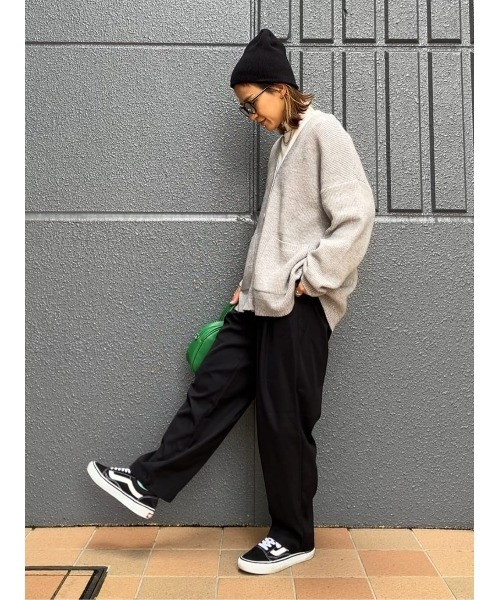 HONEYSUCKLE ROSE（ハニーサックルローズ）の「【HONEYSUCKLE ROSE】畦編みＶカーディガン（カーディガン/ボレロ・レディース・ダークベージュ/グレー/パープル・M/L）」の13枚目の写真