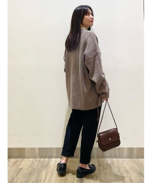 HONEYSUCKLE ROSE（ハニーサックルローズ）の「【HONEYSUCKLE ROSE】畦編みＶカーディガン（カーディガン/ボレロ・レディース・ダークベージュ/グレー/パープル・M/L）」の19枚目の写真