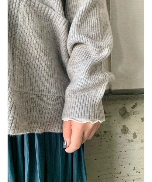 HONEYSUCKLE ROSE（ハニーサックルローズ）の「【HONEYSUCKLE ROSE】畦編みＶカーディガン（カーディガン/ボレロ・レディース・ダークベージュ/グレー/パープル・M/L）」の16枚目の写真