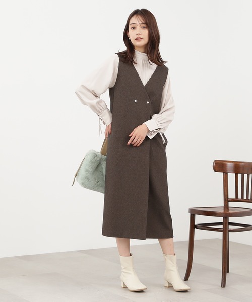 N.(N. Natural Beauty Basic)(エヌエヌナチュラルビューティーベーシック)の「◆ガルーダドビーフリルネックピンタックブラウス(シャツ/ブラウス・レディース・クリーム/ブラウン/ブラック・MEDIUM)」の14枚目の写真