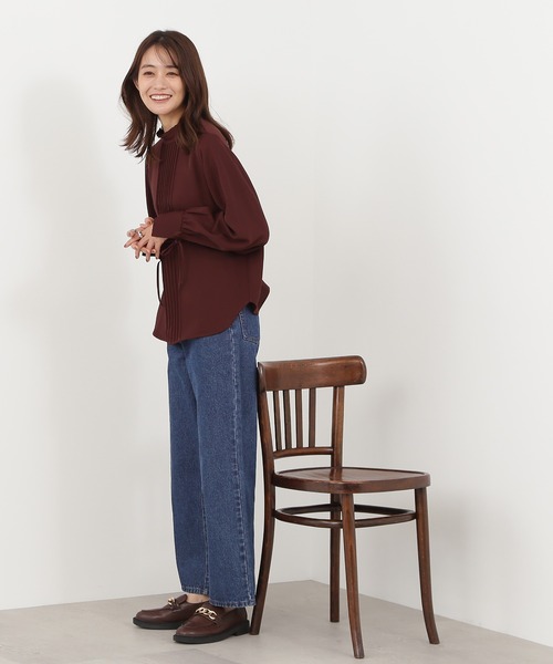 N.(N. Natural Beauty Basic)(エヌエヌナチュラルビューティーベーシック)の「◆ガルーダドビーフリルネックピンタックブラウス(シャツ/ブラウス・レディース・クリーム/ブラウン/ブラック・MEDIUM)」の12枚目の写真