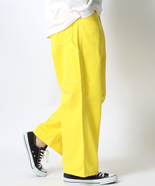 Lee(リー)の「Lee/リー X-LINE PAINTER PANTS/ワイドペインターパンツ/ワークパンツ/カラーパンツ/バギーパンツ(チノパンツ・メンズ・インディゴブルー/オレンジ/グリーン/イエロー/ホワイト/ケミカルウォッシュ/ピンク/ブルー・L/M/XL)」の18枚目の写真