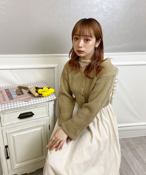 EPICKS（エピックス）の「【yuririnコラボ】ハイネックフリルシアートップス　アンサンブルニット（カーディガン/ボレロ・レディース・ベージュ/ブラウン/アイボリー・F）」の19枚目の写真