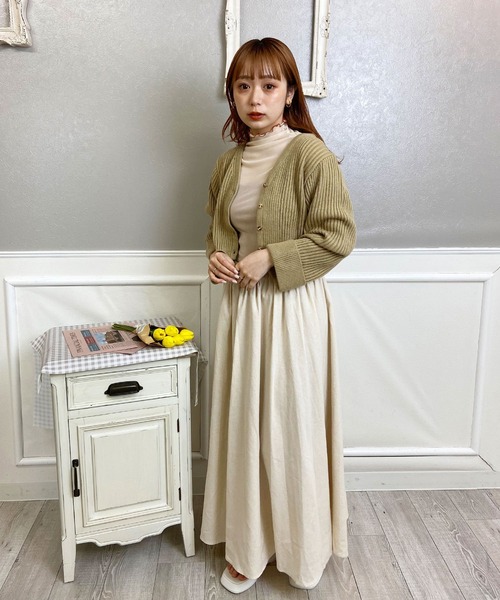 EPICKS（エピックス）の「【yuririnコラボ】ハイネックフリルシアートップス　アンサンブルニット（カーディガン/ボレロ・レディース・ベージュ/ブラウン/アイボリー・F）」の20枚目の写真